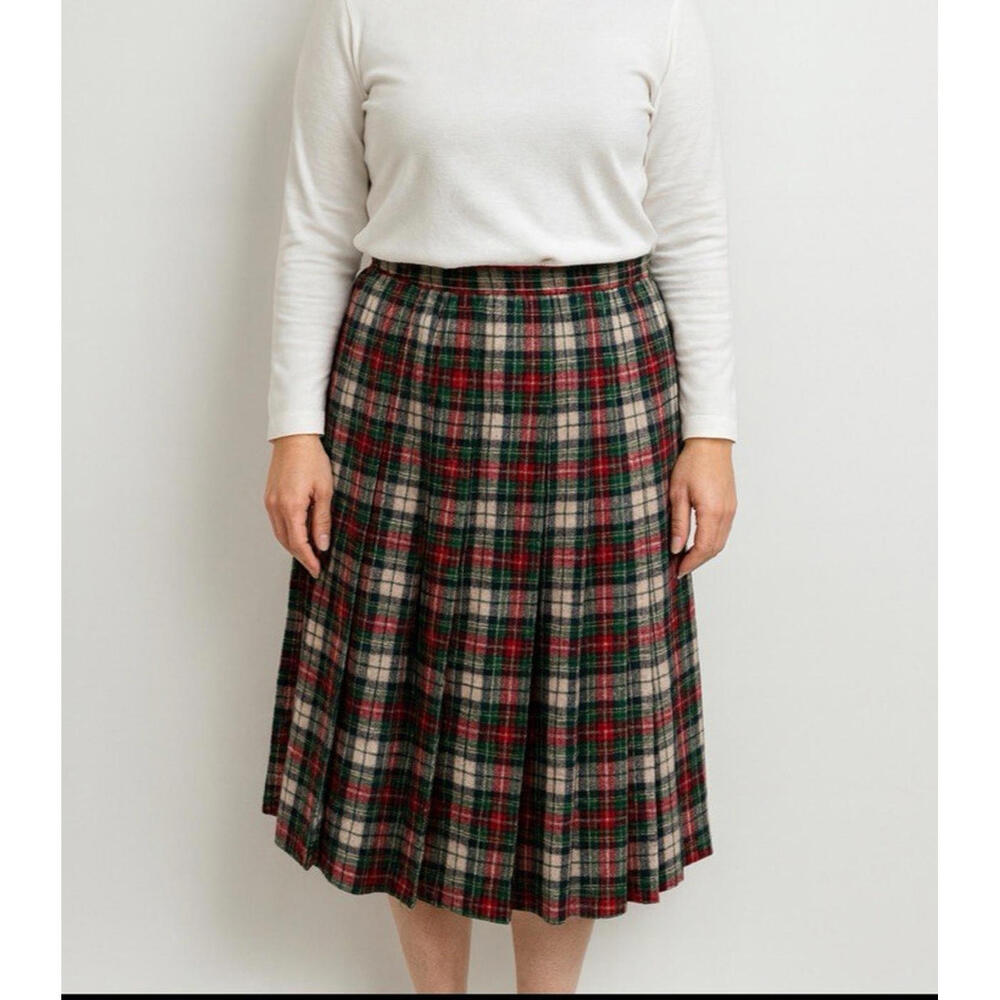 Pendleton Plaid Skirt in Red and Green